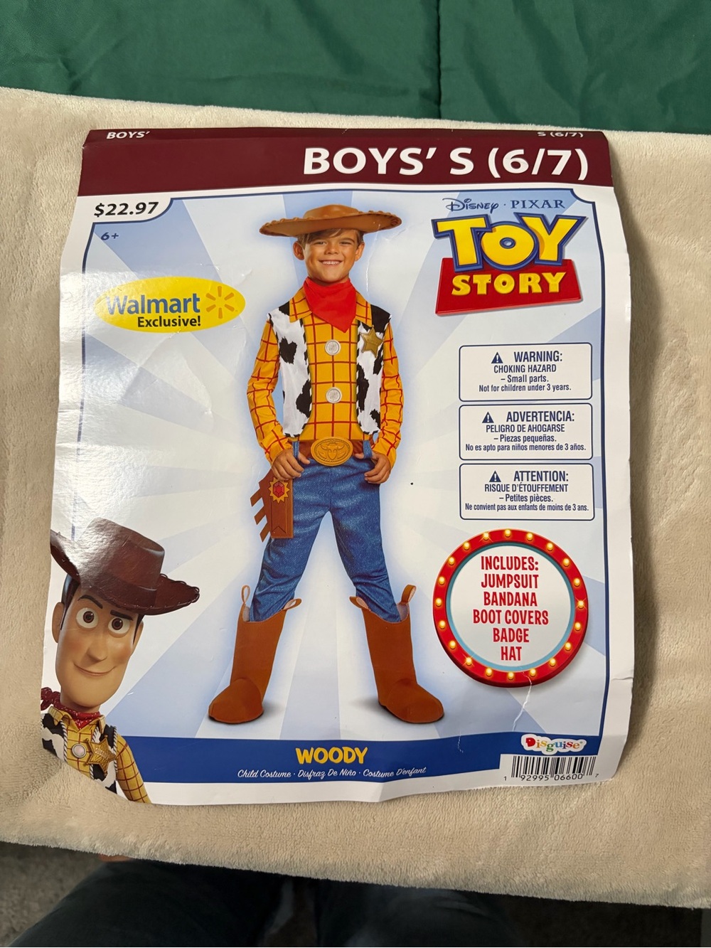 Disney Pixar Toy Story Woody Boys' Cowboy Costume - Brown/Yellow (Size 6/7)